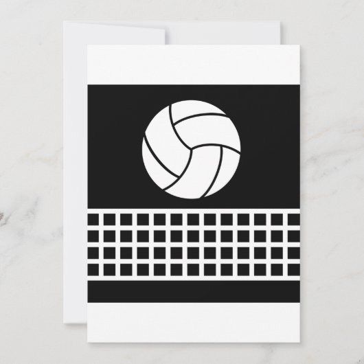 Minimalistisch Volleybal en Net Zwart en Wit Kaart (Voorkant)