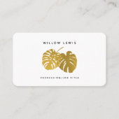 Minimalistisch voor de moderne Gold Monstera Tropi Visitekaartje (Voorkant)