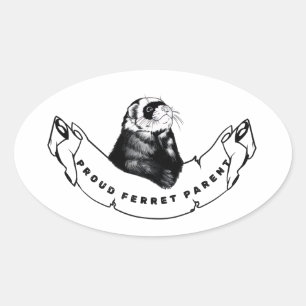 Minimalistisch voor fretliefhebbers. ovale sticker
