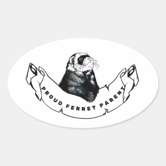 Minimalistisch voor fretliefhebbers. ovale sticker (Voorkant)