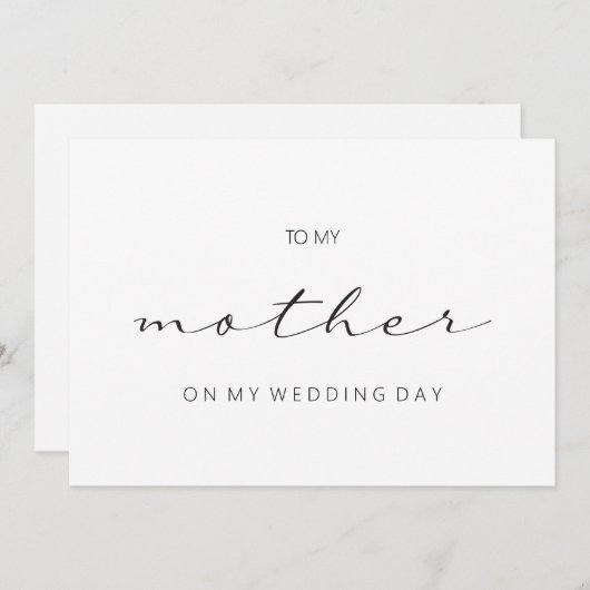 Minimalistisch voor mijn moeder op mijn trouwdag kaart (Voorkant / Achterkant)