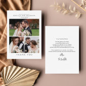 Minimalistisch voor moderne bruiloft foto-collage bedankkaart