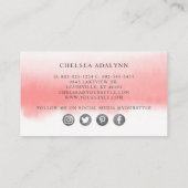 Minimalistisch voor Ombre Pink-Waterverf Visitekaartje (Achterkant)