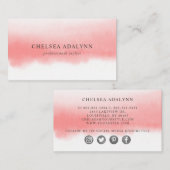 Minimalistisch voor Ombre Pink-Waterverf Visitekaartje (Voorkant / Achterkant)