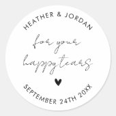Minimalistisch voor uw gelukkige tranen bruiloft ronde sticker (Voorkant)