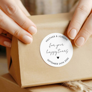 Minimalistisch voor uw gelukkige tranen bruiloft ronde sticker