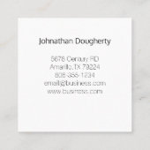 Minimalistisch voor zwart-wit Retro Modern Vierkante Visitekaartje (Achterkant)