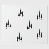 Minimalistisch voor zwarte en witte kerstbomen cadeaupapier (Vlak)