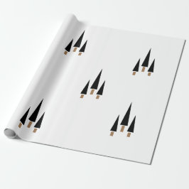 Minimalistisch voor zwarte en witte kerstbomen cadeaupapier