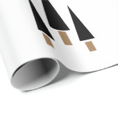 Minimalistisch voor zwarte en witte kerstbomen cadeaupapier (Rol Hoek)