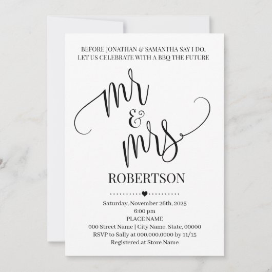 Minimalistisch voordat ik de heer en mevrouw bruil kaart (Voorkant)