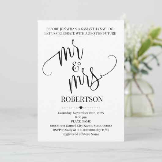 Minimalistisch voordat ik de heer en mevrouw bruil kaart (Staand voorkant)