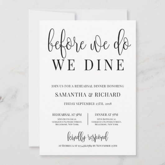 Minimalistisch Voordat we gaan dineren repetitie d Kaart (Voorkant)