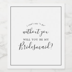 Minimalistisch voorstel van de Bridesmaid Wijn Etiket