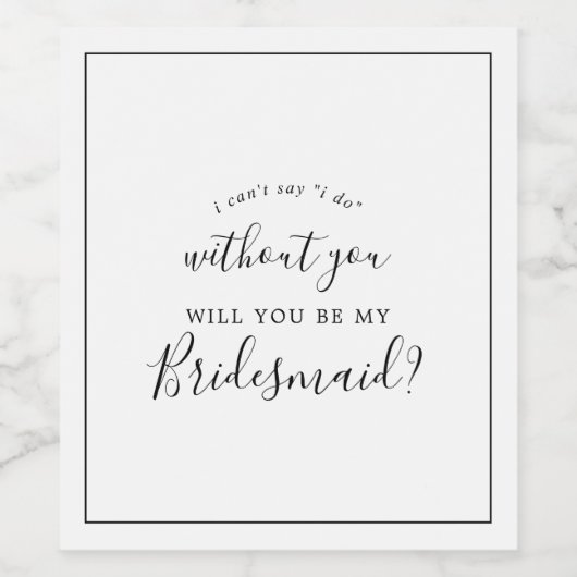 Minimalistisch voorstel van de Bridesmaid Wijn Etiket (Enkel label)