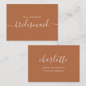 Minimalistisch voorstel van Terracotta Bridesmaid Notitiekaartje (Voorkant / Achterkant)