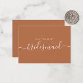 Minimalistisch voorstel van Terracotta Bridesmaid Notitiekaartje (Voorkant / Achterkant in situ)