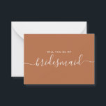 Minimalistisch voorstel van Terracotta Bridesmaid Notitiekaartje<br><div class="desc">Minimalistisch modern Terracotta Calligraphy Bridesmaid Voorstel. Bridal party voorstel card en uitnodiging. Biedt trendy en stijlvolle scriptlettertypen en verbrande oranje kleur.</div>