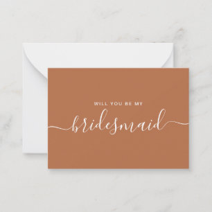 Minimalistisch voorstel van Terracotta Bridesmaid Notitiekaartje