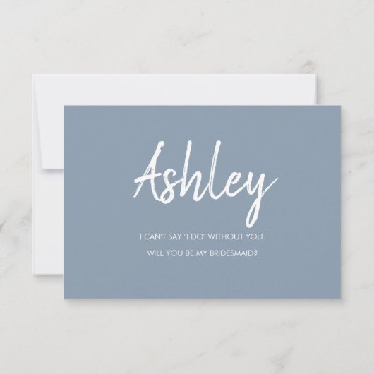 Minimalistisch voorstel voor een blauwe bruidsscha kaart (Achterkant)