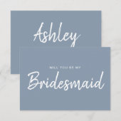 Minimalistisch voorstel voor een blauwe bruidsscha kaart (Voorkant / Achterkant)