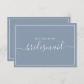 Minimalistisch voorstel voor een blauwe bruidsscha kaart (Voorkant / Achterkant)