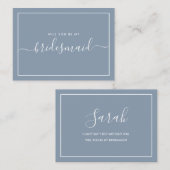 Minimalistisch voorstel voor een blauwe bruidsscha notitiekaartje (Voorkant / Achterkant)