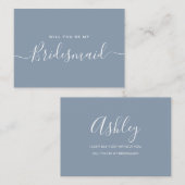 Minimalistisch voorstel voor een blauwe bruidsscha notitiekaartje (Voorkant / Achterkant)