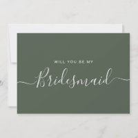 Minimalistisch voorstel voor groene bosbridesmaïde