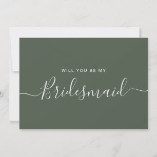 Minimalistisch voorstel voor groene bosbridesmaïde kaart