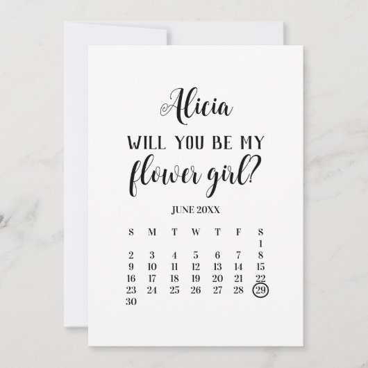 Minimalistisch voorstel voor mijn Bloemenmeisje-ag Kaart (Voorkant)