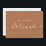 Minimalistisch voorstel voor Oranje brandblusbride Kaart<br><div class="desc">Minimalistisch modern,  verbrand Oranje kalligrafiegeleganter voorstel. Bridal party voorstel card en uitnodiging. Kenmerkt trendy en stijlvolle manuscriptdoopvont en lichtbruine kleur.</div>