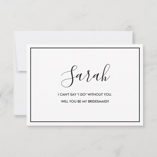 Minimalistisch voorstel voor zwart-wit en witbrief kaart (Achterkant)