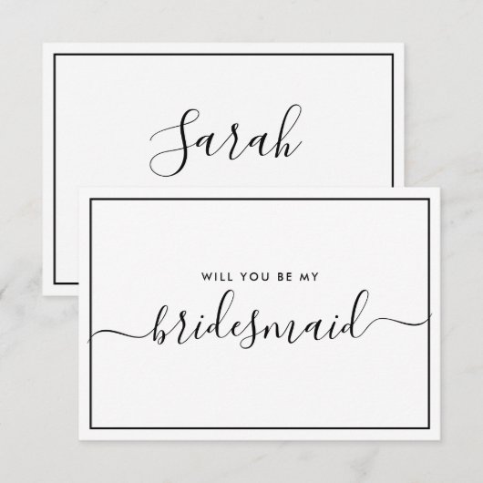 Minimalistisch voorstel voor zwart-wit en witbrief kaart (Voorkant / Achterkant)