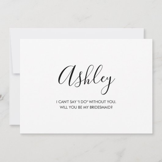 Minimalistisch voorstel voor zwart-wit en witbrief kaart (Achterkant)