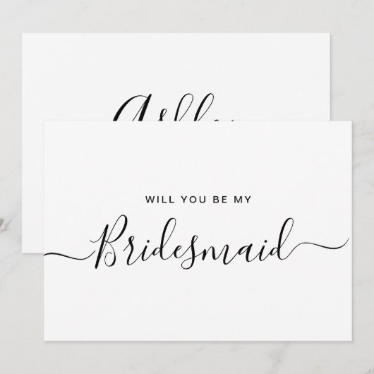 Minimalistisch voorstel voor zwart-wit en witbrief kaart (Voorkant / Achterkant)