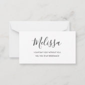 Minimalistisch voorstel voor zwart-wit en witbrief notitiekaartje (Achterkant)