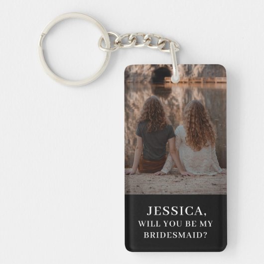 Minimalistisch voorstel voor zwart-wit foto-brides sleutelhanger (Voorkant)