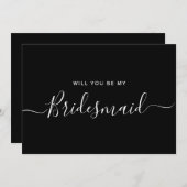 Minimalistisch voorstel voor zwarte witte bridesma kaart (Voorkant / Achterkant)
