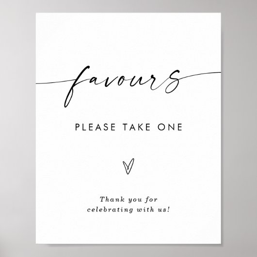 Minimalistisch voorteken | Modern Wedding Favors Poster (Voorkant)