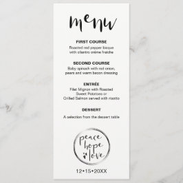 MINIMALISTISCH, Vrede, Hoop, Liefde, Vakantiemenu Menu