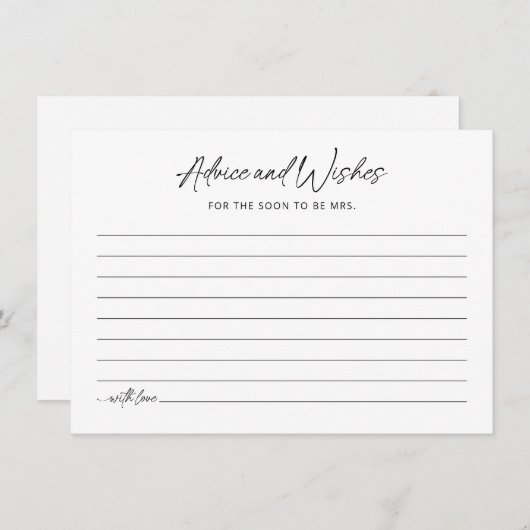 Minimalistisch Vrijgezellenfeest Advice Kaart (Voorkant / Achterkant)