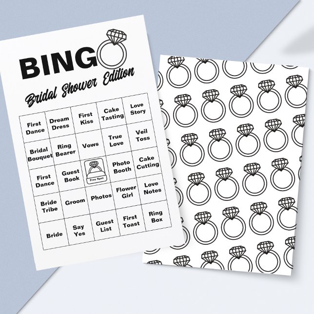 Minimalistisch Vrijgezellenfeest Bingo spel (Elegant Wedding-Themed Bingo – Great for Showers, Bachelorette Parties & Receptions!)
