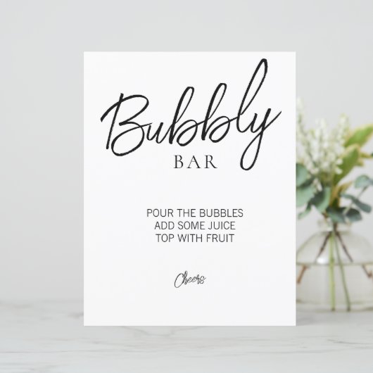 Minimalistisch Vrijgezellenfeest Bubbly Bar-teken (Staand voorkant)
