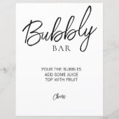 Minimalistisch Vrijgezellenfeest Bubbly Bar-teken (Voorkant)