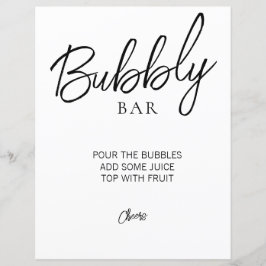 Minimalistisch Vrijgezellenfeest Bubbly Bar-teken