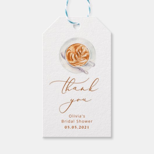 Minimalistisch vrijgezellenfeest koffie dank u lab cadeaulabel (Voorkant)