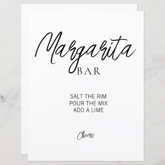 Minimalistisch Vrijgezellenfeest Margarita Teken (Voorkant / Achterkant)