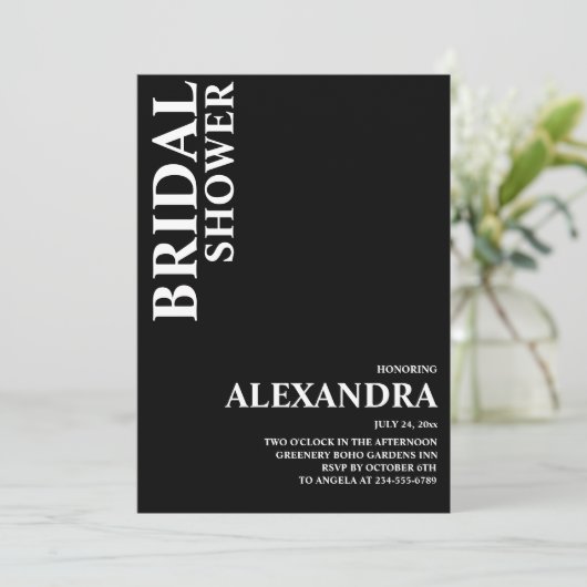 Minimalistisch Vrijgezellenfeest op basis van zwar Kaart (Staand voorkant)