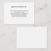 Minimalistisch vrijgezellenfeest recept voor bruid informatiekaartje (Voorkant / Achterkant)